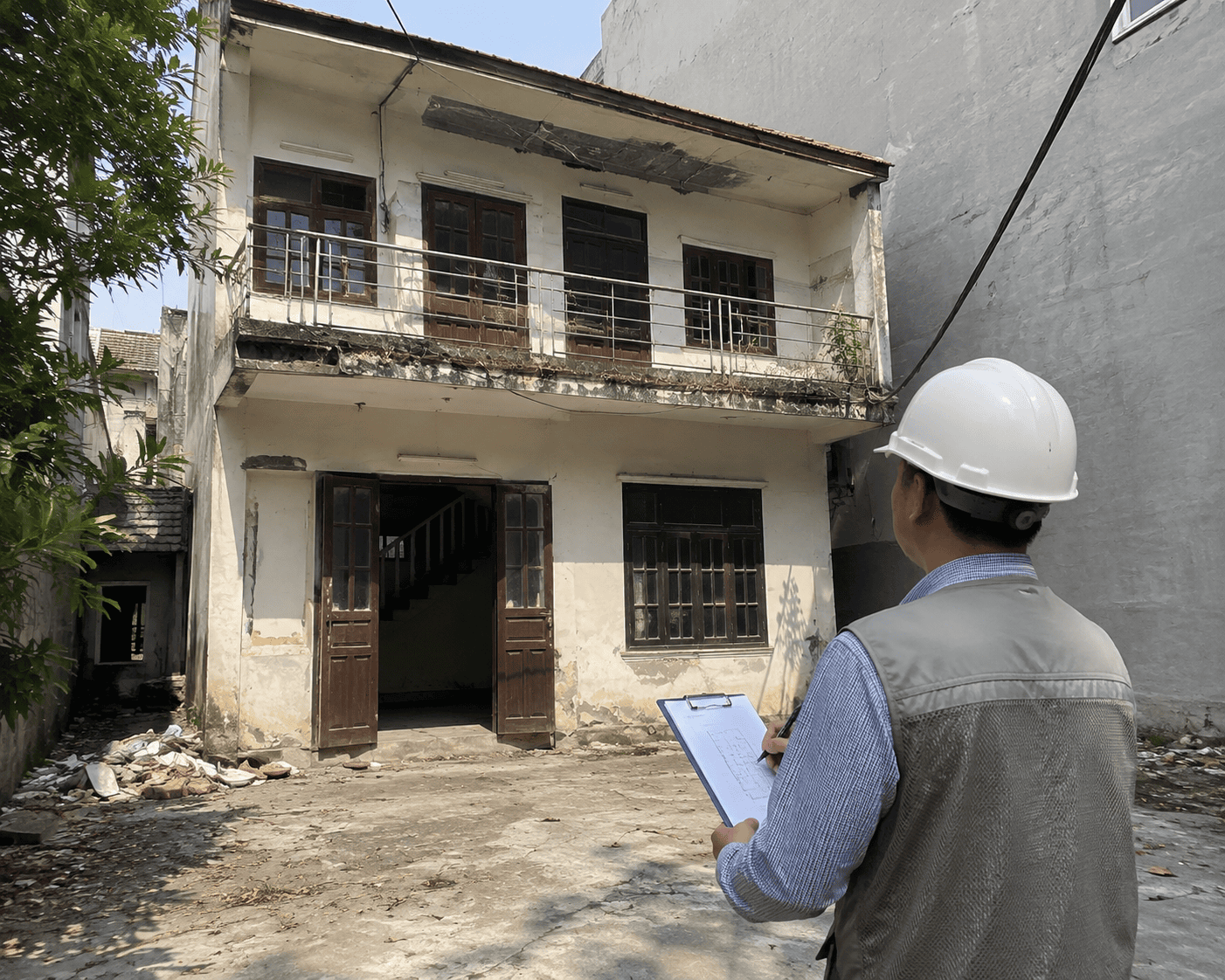 Khảo sát nhà 2 tầng trước khi phá dỡ