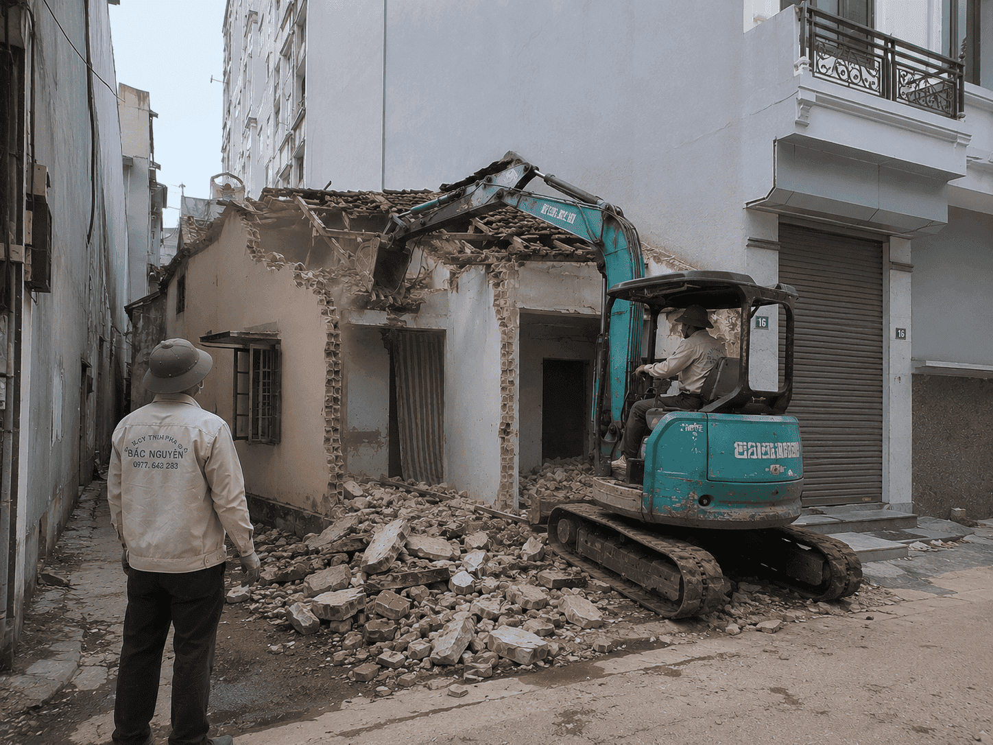 Phá dỡ nhà cấp 4 sát công trình liền kề