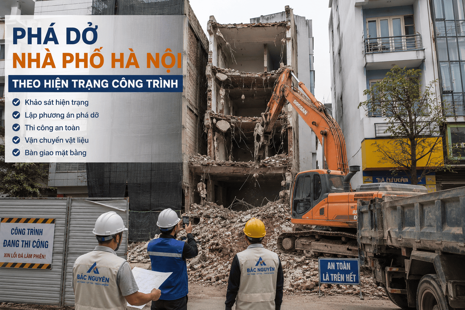 Phá dỡ nhà phố Hà Nội theo hiện trạng công trình