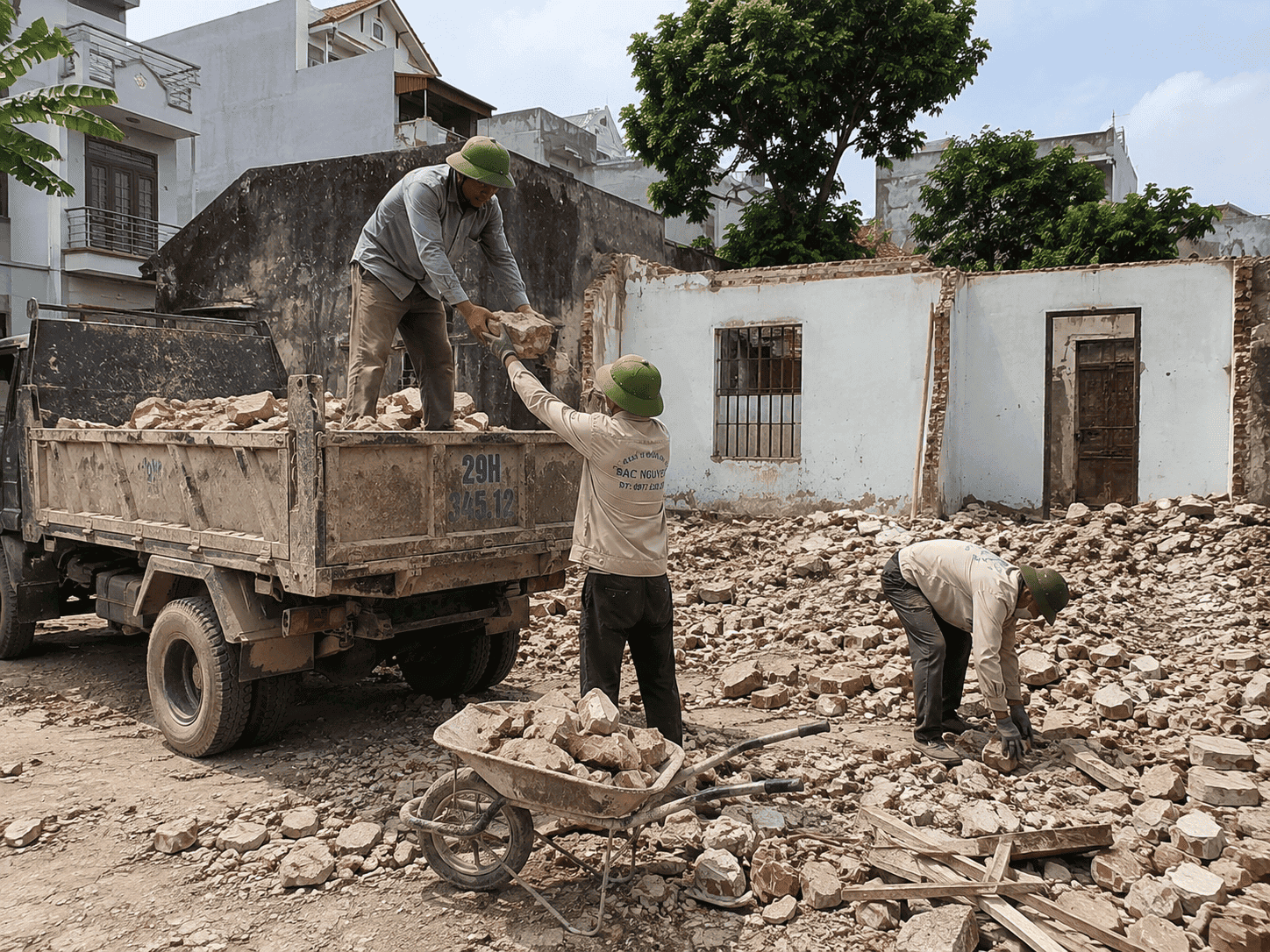 Thu gom vật liệu sau khi phá dỡ nhà