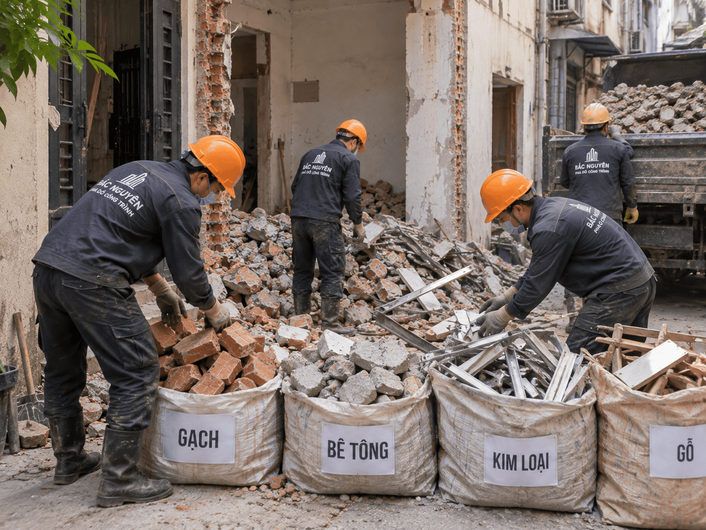 Thu gom và phân loại vật liệu sau khi phá dỡ nhà