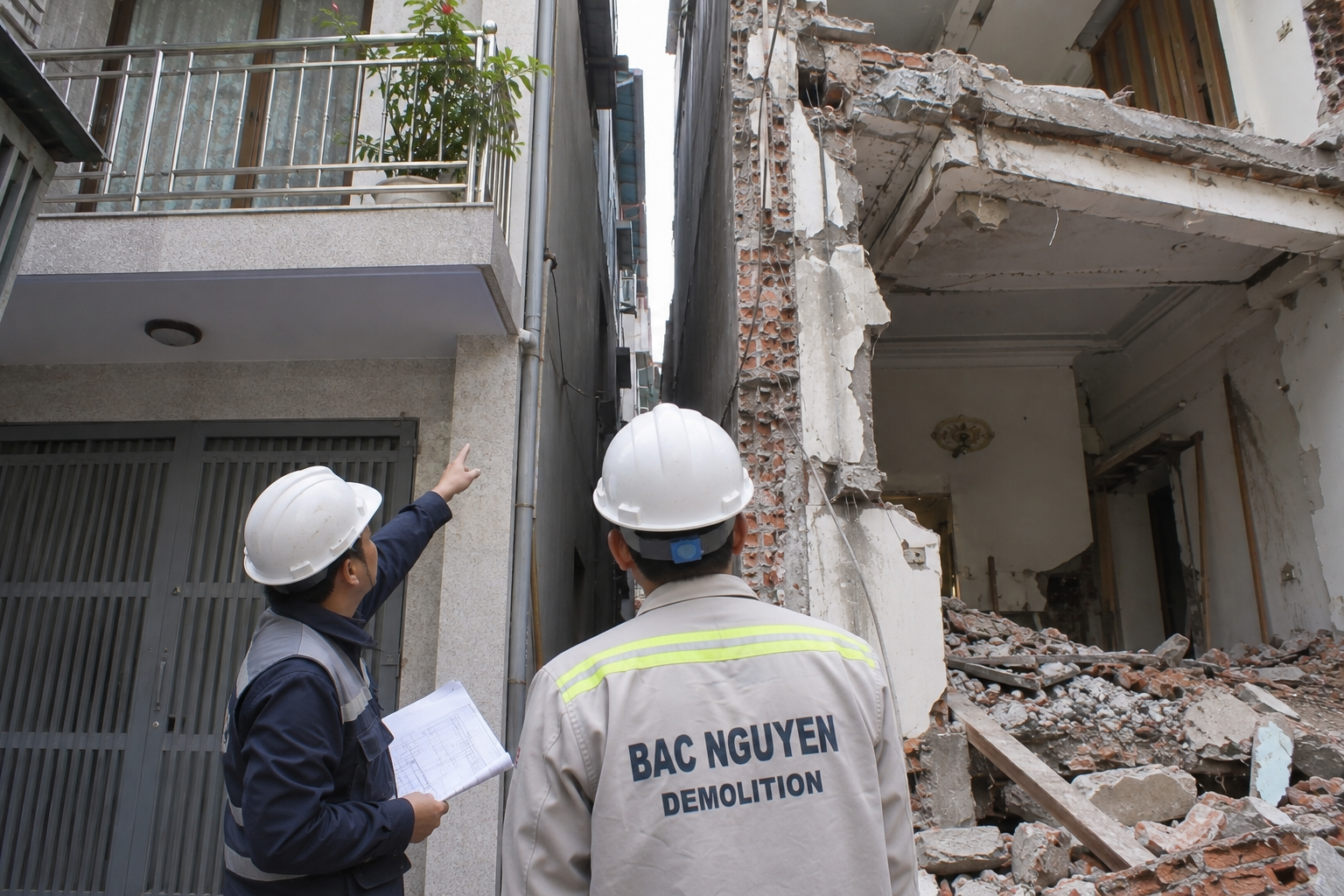 Khảo sát nhà liền kề trước khi phá dỡ 1