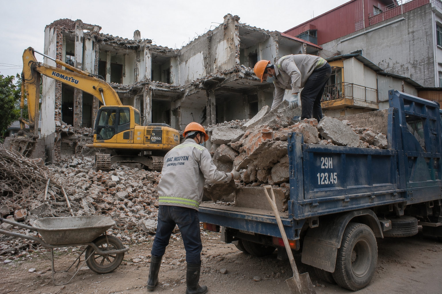 Thu gom vật liệu sau khi phá dỡ công trình