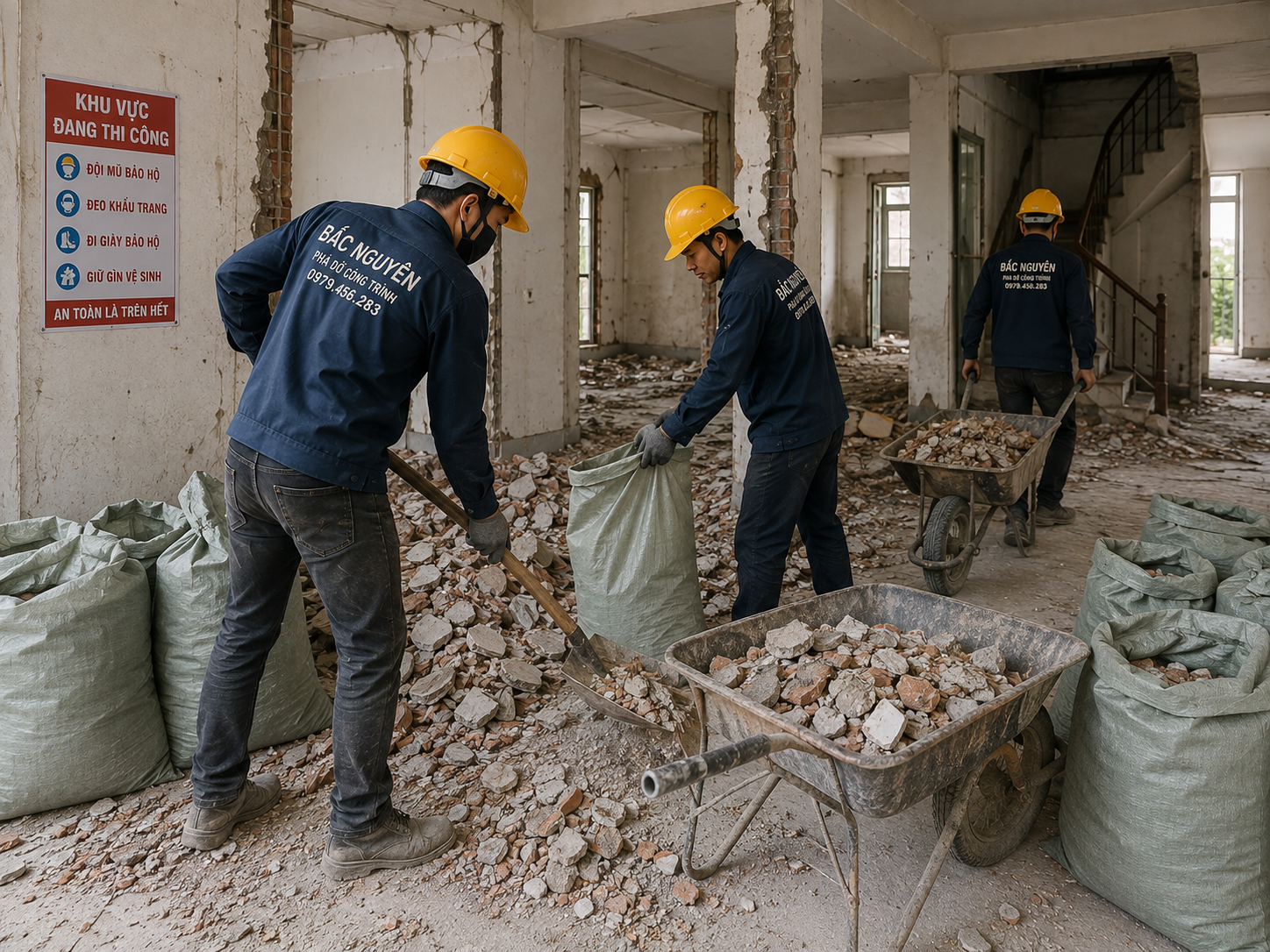 Thu gom và phân loại vật liệu sau phá dỡ nhà