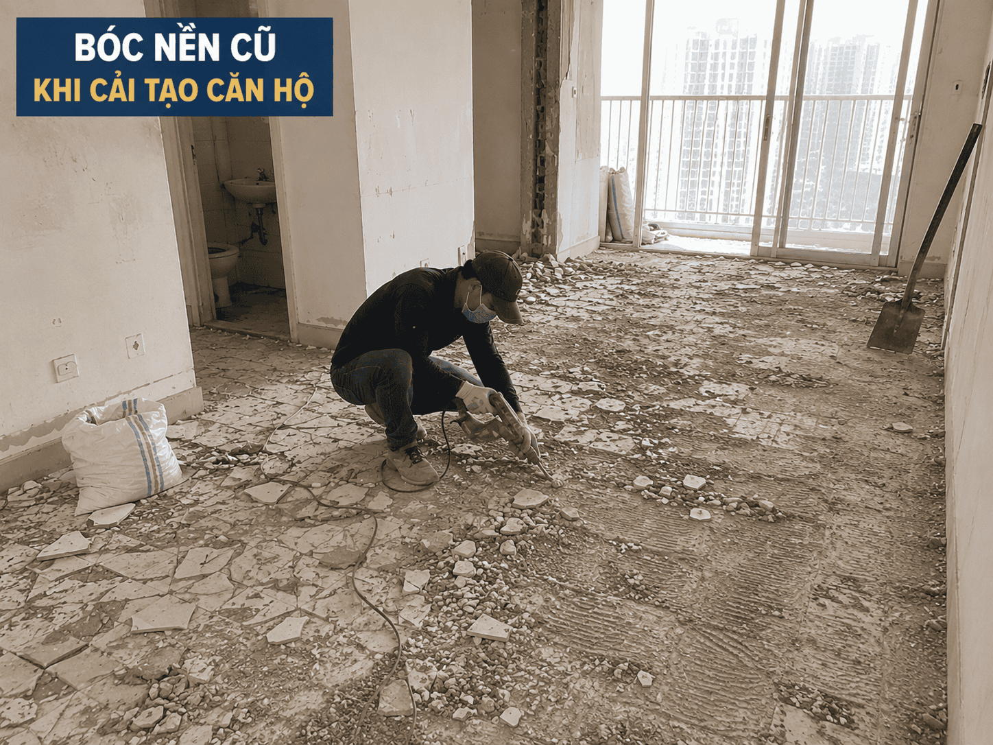 Bóc nền cũ khi cải tạo căn hộ