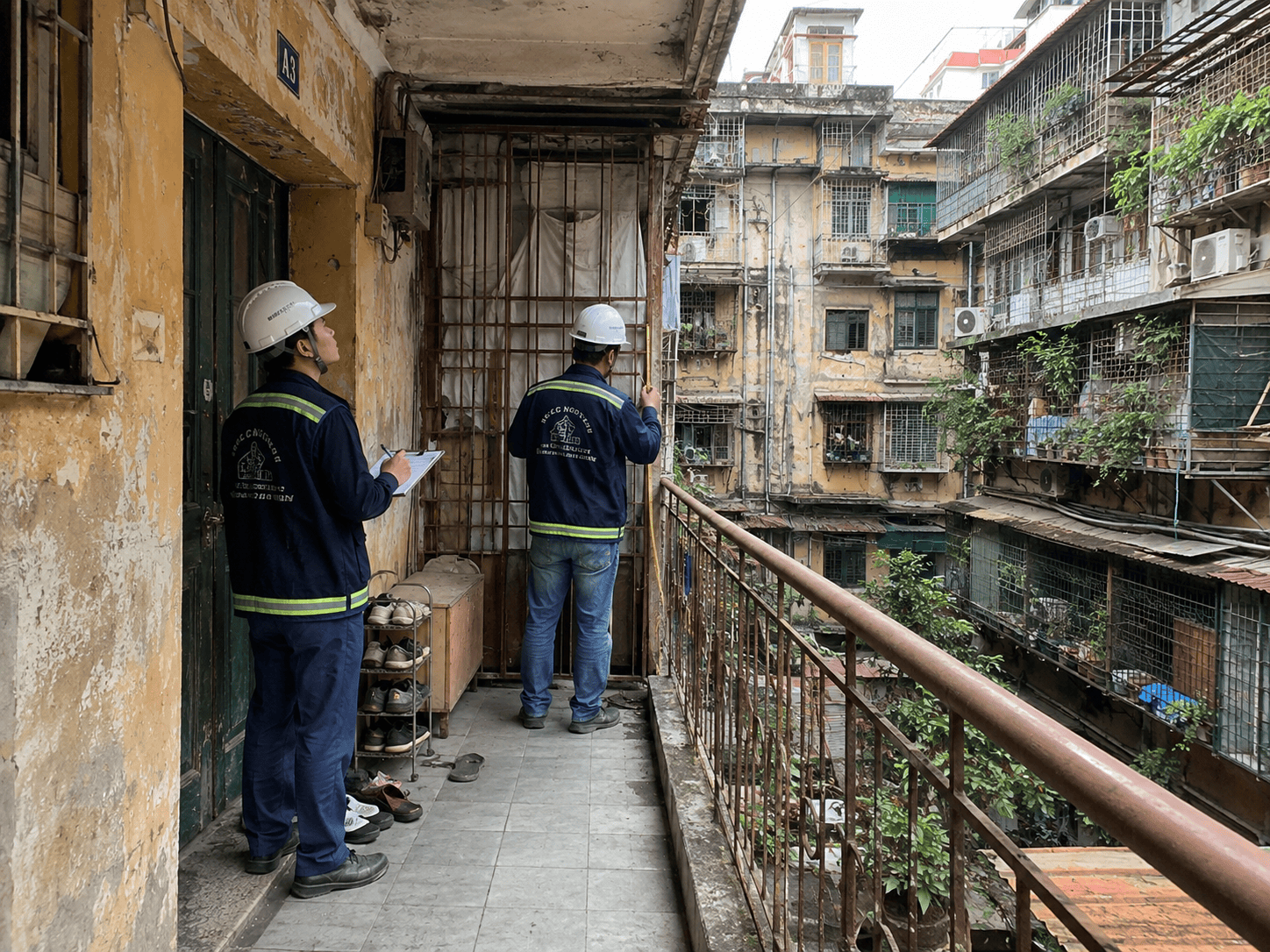 Khảo sát hiện trạng trước khi phá dỡ nhà tập thể cũ