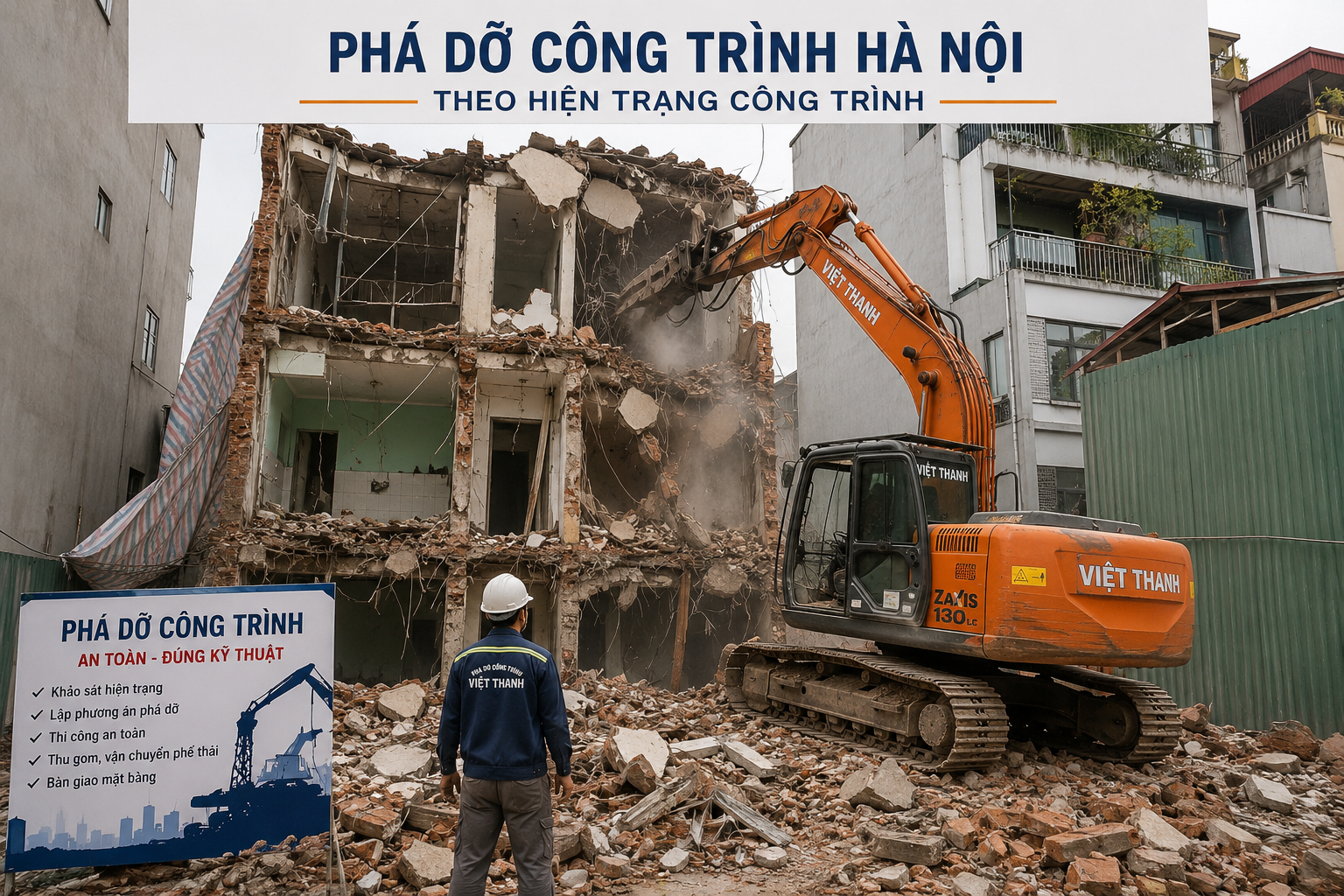 Phá dỡ công trình Hà Nội theo hiện trạng công trình