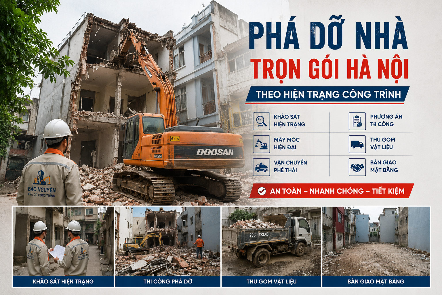 Phá dỡ nhà trọn gói Hà Nội theo hiện trạng công trình