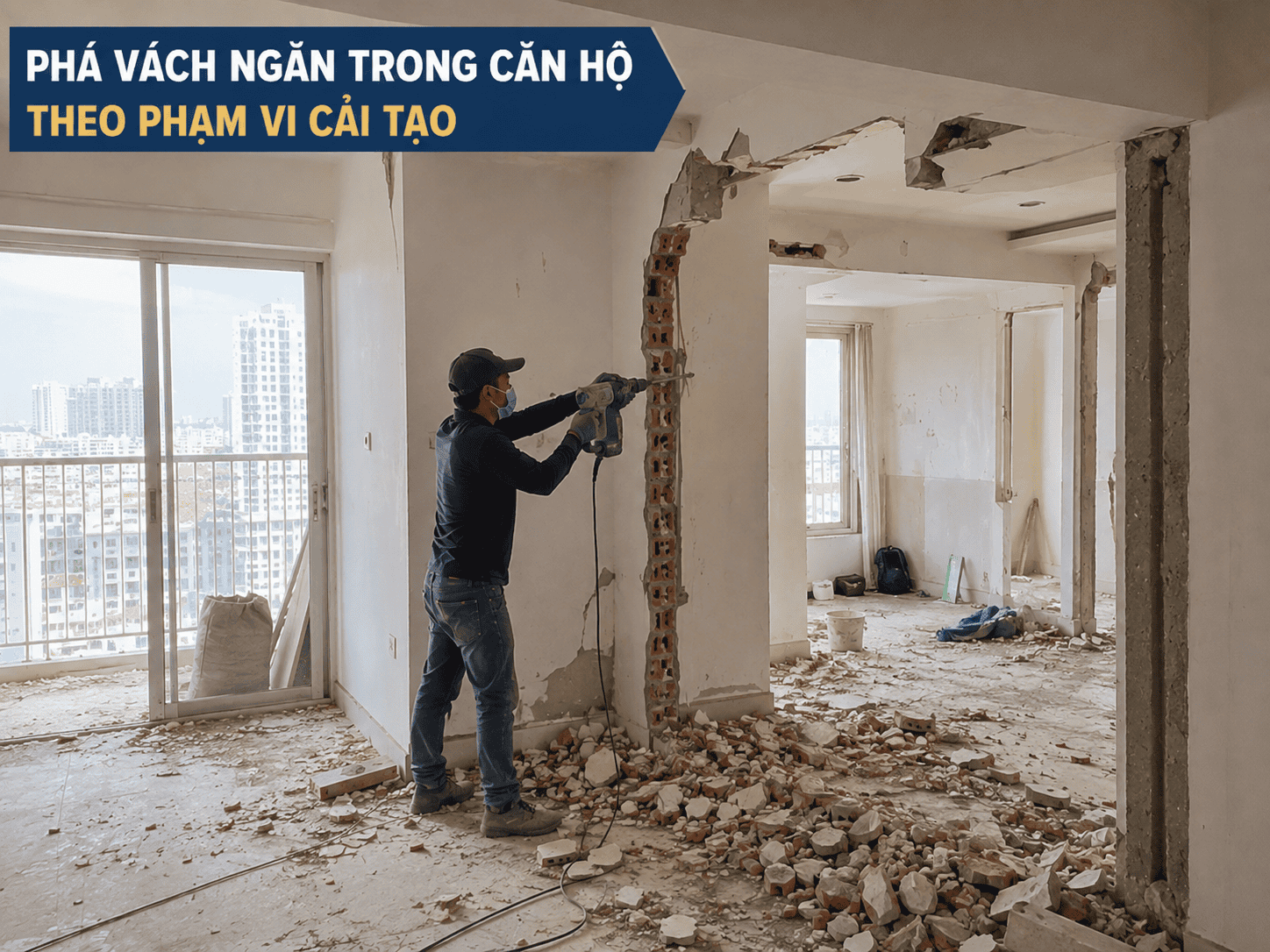 Phá vách ngăn trong căn hộ theo phạm vi cải tạo