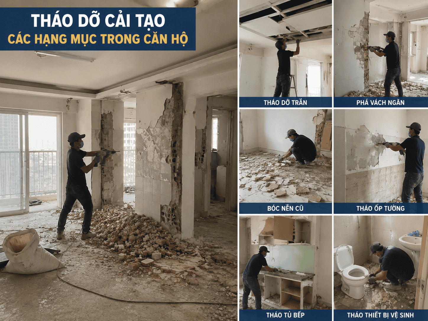 Tháo dỡ cải tạo các hạng mục trong căn hộ