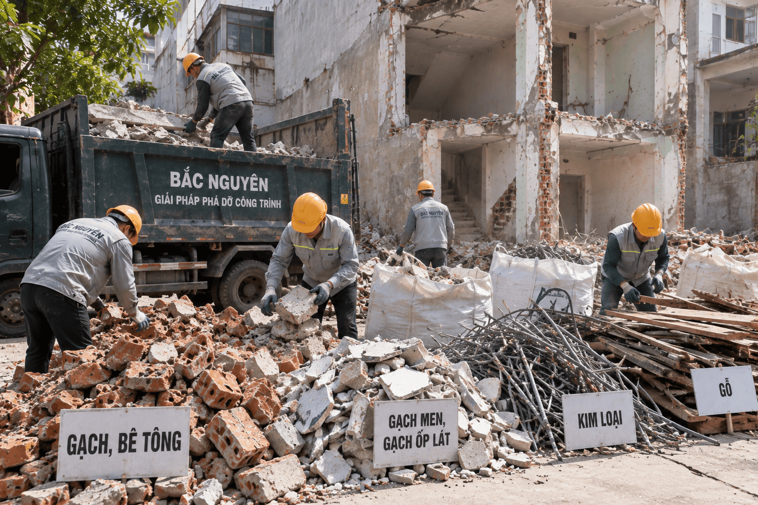 Thu gom và phân loại vật liệu sau phá dỡ nhà